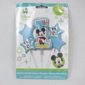 Mickey Mouse Balloon Bouquet 1st Birthday Age 1 Party Decorations Pack of 5